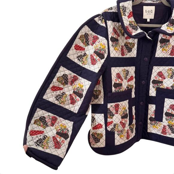 NWT Sea New York Pippin Quilted Floral Patchwork Cropped Jacket Size Large - Picture 8 of 14